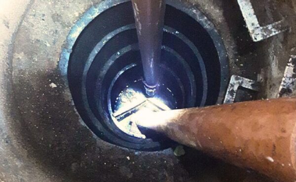 An underground septic tank